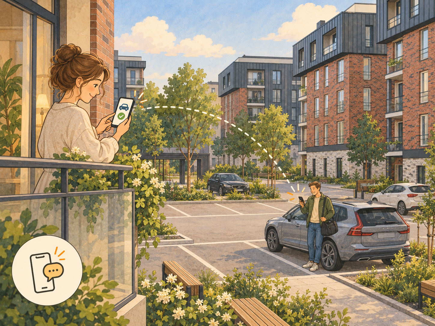 Identify patterns of shared problems and create convenient solutions. For example, an easy way for hourly parking spot rental during working hours for guests of the district.